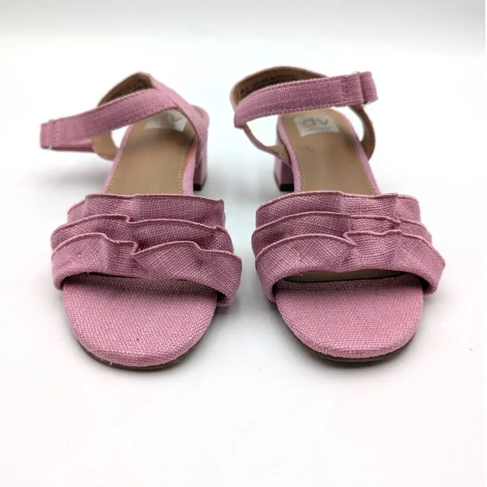 DV by Dolce Vita Govani Ruffle Sandals Open Toe Girls Pink Size US1 EU32
